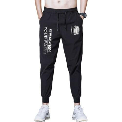 Lightweight summer mens thin breathable sports pants Attack On Titan mens cycling boys jogging sports pants mens jogging casual
