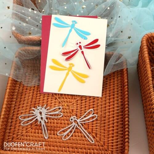 DUOFEN METAL CUTTING DIES line dragonflies dragonfly cutout 3D stencil DIY Scrapbook Paper Album 2021 new