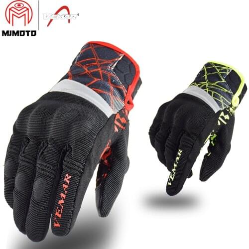 VEMAR Summer Touch Screen Motorcycle Riding Glove Full Finger Mesh Breathable Motocross Glove luvas moto MTB Dirt Bike Gloves XS
