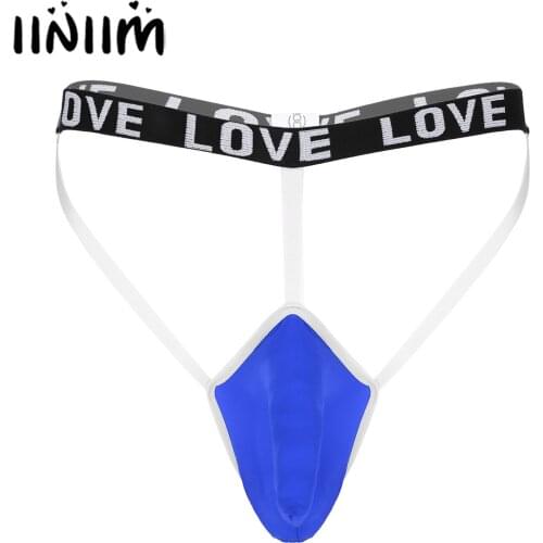 Mens Lingerie Open Butt G-string Underwear Letter Printing Elastic Waistband Jockstraps Thongs Bulge Pouch Strappy T-back Briefs