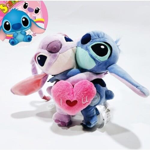 20cm Disney Lilo & Stitch Plush Toys Love Stitch Angel Stuffed Soft Doll for Couple Valentines Day Girlfriend Gifts Christmas