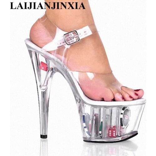 New European and American wind crystal sandals, tide female shoes clubs appeal, red bride shoes show 15 cm Dance Shoes