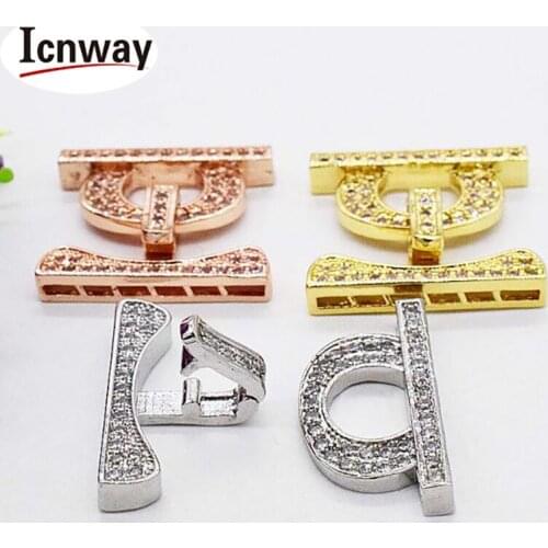 Wholesale Rhinestone inlay silver Plated clasp 2*2cm For DIY bracelet necklace Free shipping icnway
