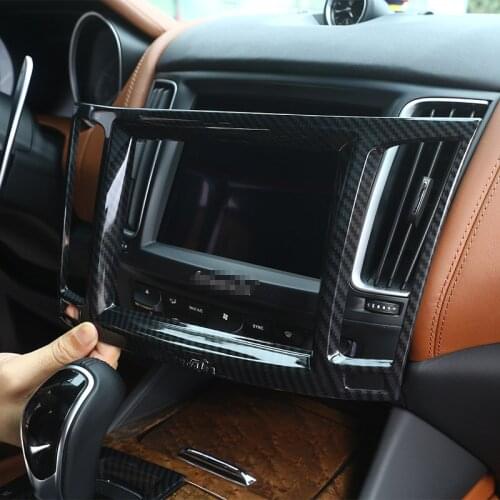 Plastic Carbon Fiber Style Interior Navigation box Frame Cover Trim Accessories For Maserati Levante 2016 Car-Styling