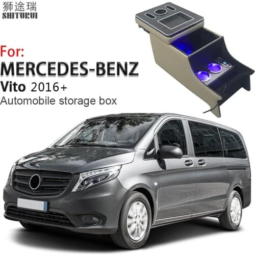 LED Light Armrest Box Central Content Storage Box for Mercedes-Benz Vito W447 2014 - 2016 2017 2018 Car Styling Accessories