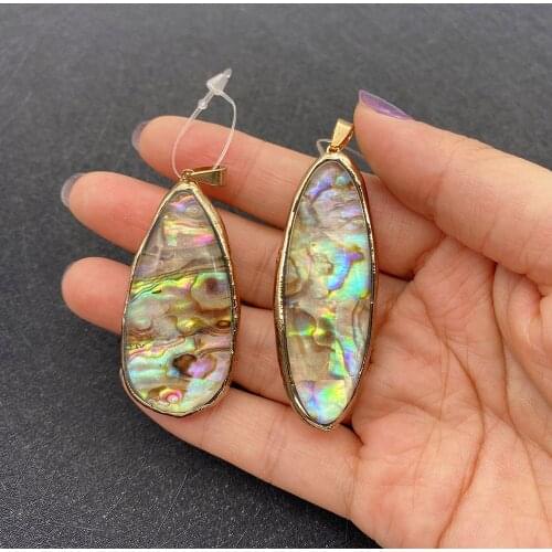 Natural Shell Pendant Water Drop Shape Abalone Shell Metal Edging Pendant for DIY Necklace Jewelry Making Wholesale Accessories