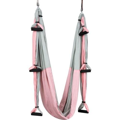 Full Set 6 Handles Anti-gravity Aerial Yoga Hammock Flying Swing Trapeze Yoga Inversion Exercises Device Home Gym Hanging Belt
