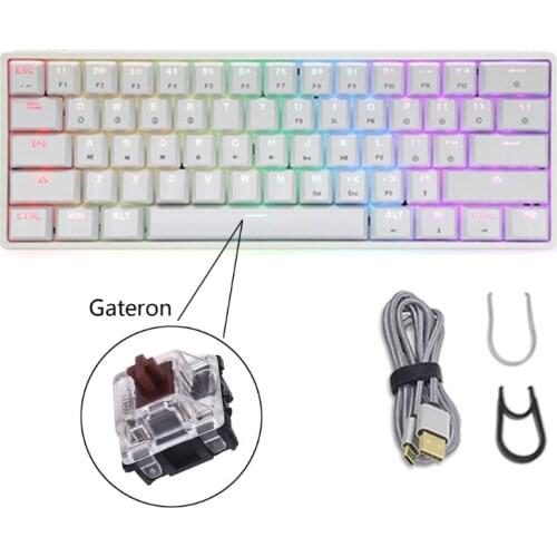 H7JF Mini 60% Portable Mechanical Keypad Wireless Bluetooth 5.0 Gateron MX RGB Backlight For Desktop Computer GK61 SK61