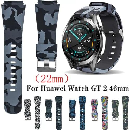 For Huawei Watch GT 2 46mm Strap Camouflage Pattern Silicone Watchband Wristband Bracelet 22mm Watch band For Xiaomi MI Watch
