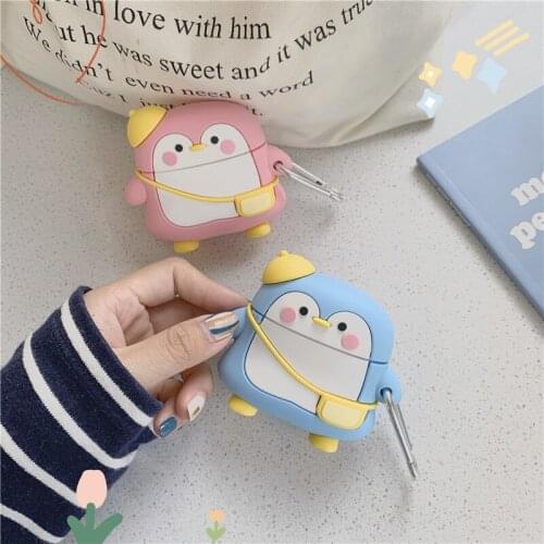Cartoon Schoolbag Penguin Earphone Case For Airpods 2 1 Case Pro3 Silicone Bluetooth Wireless Protective Cover For Airpods 2