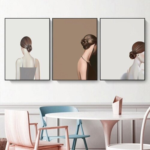 Modern Fashion Girl Wall Art Canvas Painting Nordic Girls Fashion Clothing Girl Poster Paint Bedroom Dressing Room for Home Deco