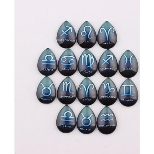 Handmade 18x25mm 13x18mm Glass Constellation Teardrop Flatback Cameo Cabochon Domed DIY Jewelry Charm Photo Pendant Setting