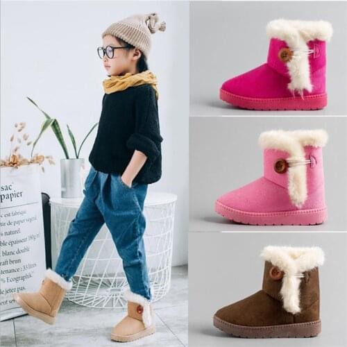 Warm Kids Snow Boots For Children New Toddler Winter Princess Child Shoes Non-slip Flat Round Toe Girls Baby Lovely Boots