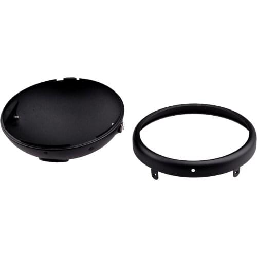 Universal 7 Inches LED Matte Black Headlight Mounting Housing Bucket Metal Fit for Motorcycles