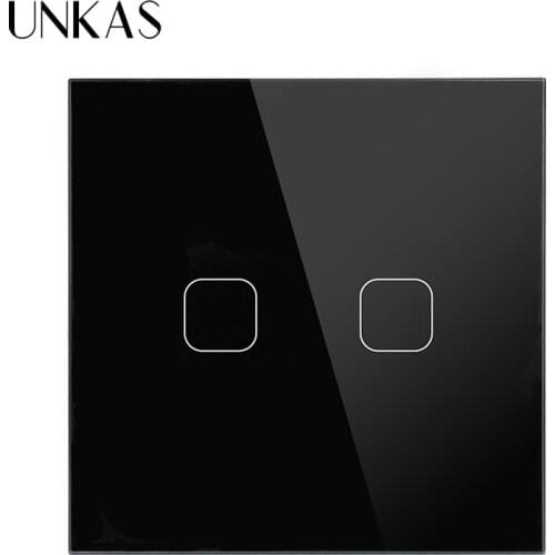 UNKAS Touch Screen Switch EU Stanard Touch Switch 1 Way Touch Switch, 1/2 Gang Crystal Glass Panel Light Wall
