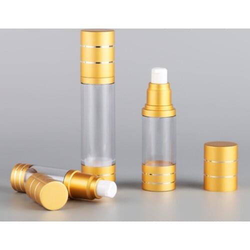 15ml 30ml 50ml Vacuum Pump Makeup Tool Travel Container Gold Silver Airless Lotion Bottle 10PCS