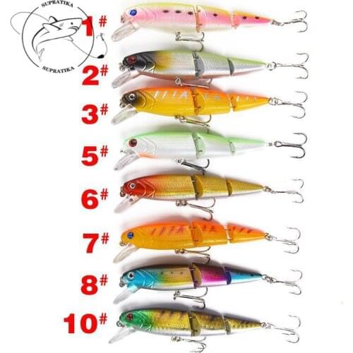 Minnow 8Pcs/set Segments Jointed Wobbler Fishing Bait Lures 11.5cm 15g Sea Fishing Lip Lure Crank bait Swimmer 6#With Hooks