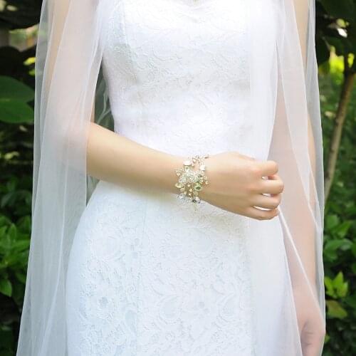 ZMD09 Handmade jewelry Wedding bracelet Rhinestone Crystal Bracelet for Bride Wedding Bracelets Wedding wrist flower