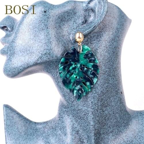Leaf Earrings For Women Acrylic Boho Acetate Dangle Drop Face Earings Fashion Big Bohemian Accessories Geometric Leopard 2019cc
