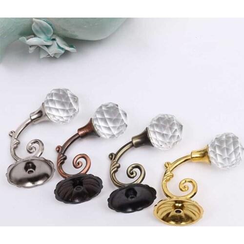 2 Pieces of Wall Hook Curtain Accessories Round Head Hook European Style Crystal Zinc Alloy Curtain Wall Hook European Style