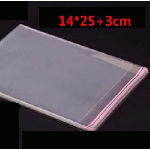 200 Pcs 14*25+3cm Promotion Transparent Cello Bag Clear Resealable Cello Plastic Envelope Small Gift Bags