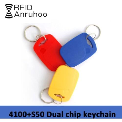 5/10PCS RFID Smart Chip Tag 13.56Mhz 1K S50 NFC Authorized Badge 125Khz TK4100 Dual Chip Keychain Access Card