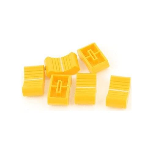 6pcs Digital Audio Mixer Fader Effects Slide Switch Cap Knob Yellow 8 x 2mm