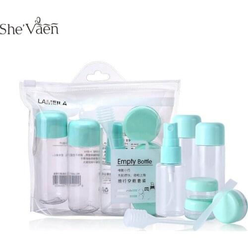 8pcs/set Portable Flight Travel Size Bottle Pack Liquid Containers Shampoo Cream Cosmetics Refilable Bottles