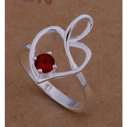 AR693 Trendy wholesale ring, fashion jewelry, big heart inlaid red stone /bddajuka bdkajura