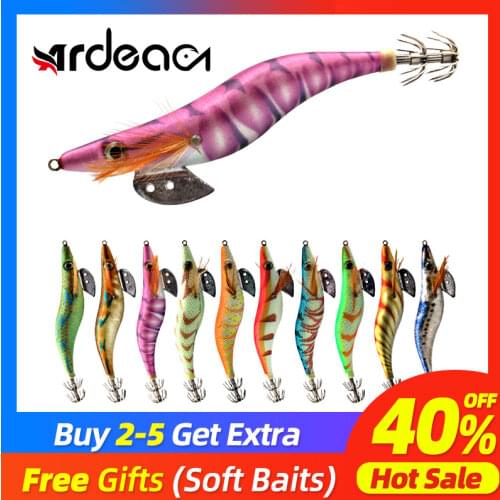 Ardea Squid Bait 10pcs 11/15/23g Egi Jigs Lures Artificial Wood Shrimps Lures Octopus Cuttlefish Sinking Wobbler Fishing Tackle