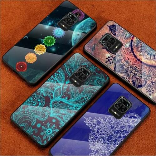 Tempered Glass Cover Mandala Chakra Yoga For Xiaomi Redmi Note 10 10S 9T 9S 9 8T 8 7 Pro Max Shockproof Shell Phone Case