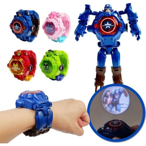 4 Style Disney Spiderman Frozen Childrens Watch Action Figures For Kids Marvel Ironman Superhero Watch Anime Figures Boys Girls