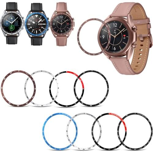For Samsung Galaxy Watch3 Watch 3 41mm 45mm Stainless Steel Bezel Ring Adhesive Cover Anti Scratch Case