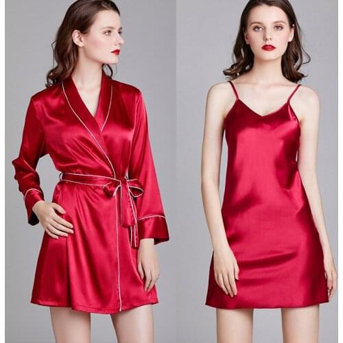 Women Summer Sexy Silk Robe Thin Section Suspenders Nightdress Ladies Nightgown Morning Robe Bathrobe Home Service Халат