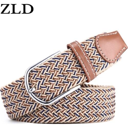 ZLD Unisex Canvas Elastic Waist Belt Men Women Waistband New Woven Leather Pin Buckle Hypoallergenic Fashion belt