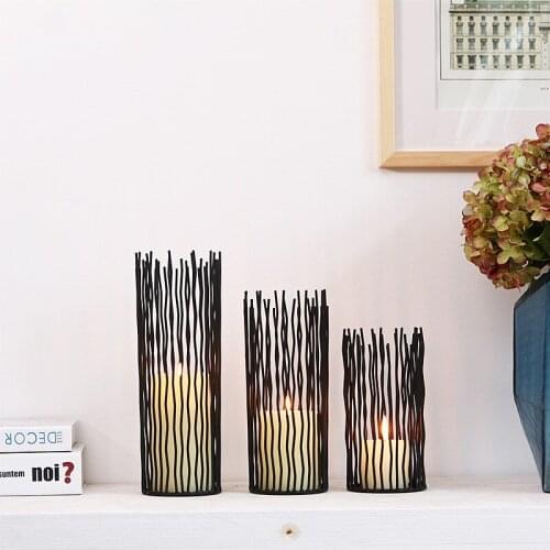IMUWEN European Metal Candle Holder Pillar Candlestick Desktop Storage Wedding Centerpieces For Home Office Party Decoration