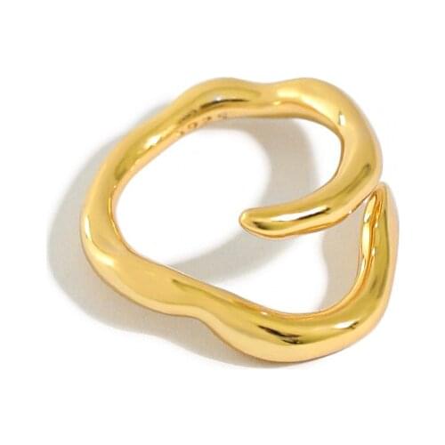 SHANICE 925 Sterling Silver Open Ring Trend Hip Hop Punk Irregular Cross Interweave Opening Ring for Women Men Party Jewelry