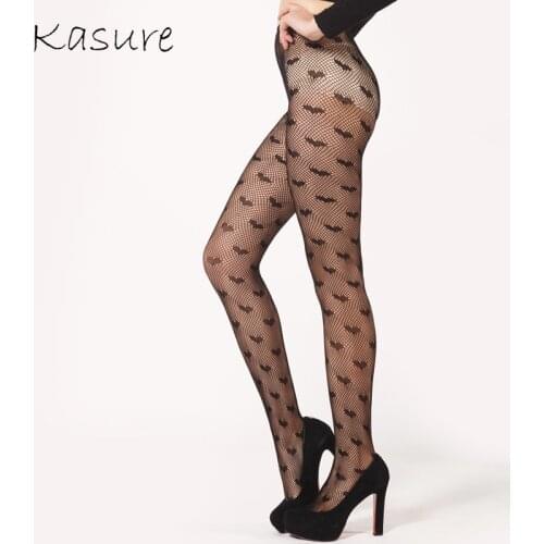 KASURE Cute Heart Patterned Tights For Women Sexy Transparent Mesh Cutout Tights For Lady Funny Casual Female Stocking Hosiery
