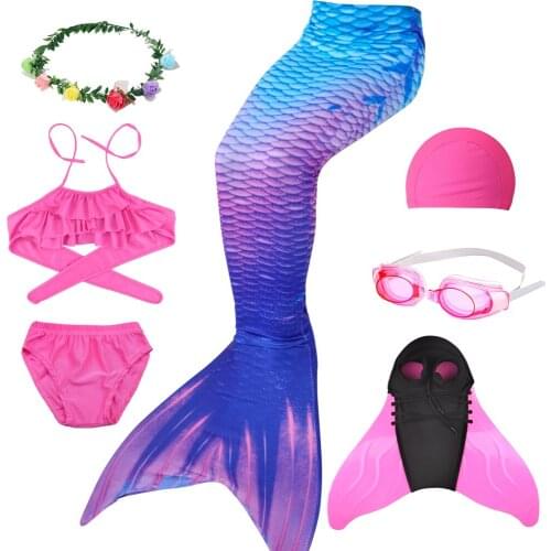 Little Children Mermaid Swimsuit Girls Swimming Dress Halloween Cosplay Costume Beach zeemeerminstaart For Kids Swimmable