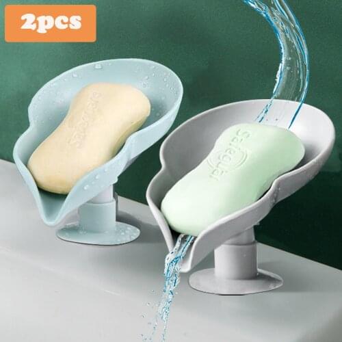 Gourd Suction Cup Soap Dish for Bathroom Shower Portable Leaf Soap Holder Plastic Sponge Tray for Kitchen Bathroom Accessories