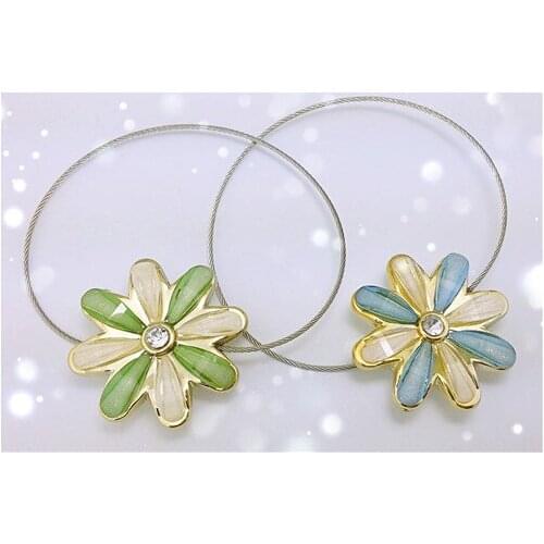 Set of 2 Magnetic Retractable Springs Curtain Decoration Clip On Holder Tie Backs flower hold back free shipping 2 colors