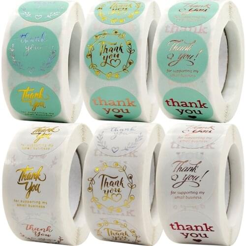 100-500Pcs Thank You Stickers Green White Bronzing Sticker for Supporting My Small Business, Gift Decor Scrapbooking Stickers