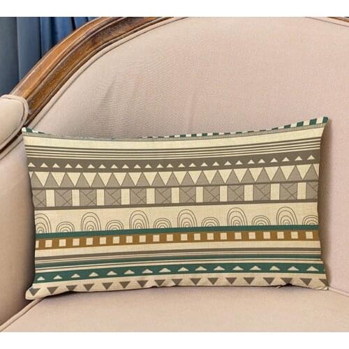 Minimalist Lines Geometric Pattern Linen Cotton Long Waist Pillow Case Home Sofa Car Decorative Rectangle Cushion Cover 30x50cm