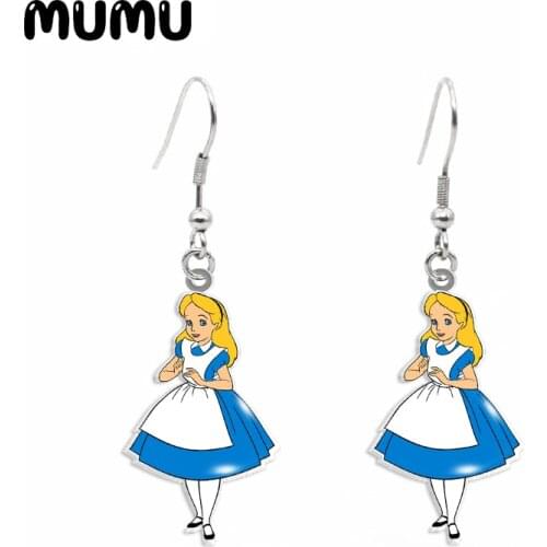 2020 New Alice in Wonderland Dangle Earring Cheshire Cat Acrylic Earrings Handmade Jewelry Epoxy Resin Fish Hook Earring