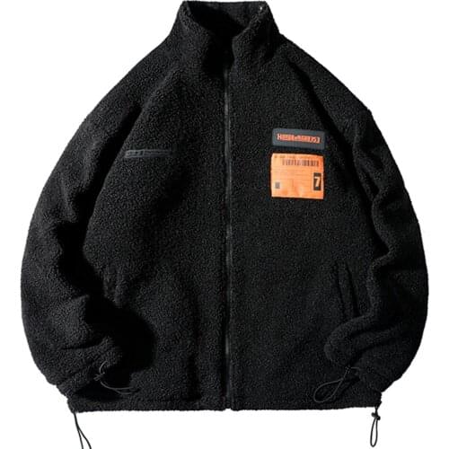 New Winter Mens Polar Fleece Jackets Zipper Cotton-Padded Clothes Stand Collar Loose Casual Student Garment Coats
