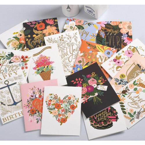 1pc Flowers Pattern Birthday Party Greeting Cards Blank Wedding Invitation Card Christmas Postcard Envelope Writing Paper Cards