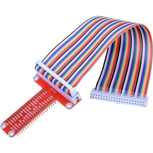 RPi GPIO Breakout Expansion Board + Ribbon Cable + embled T Type GPIO Adapter 20cm FC40 40pin Flat Ribbon Cable for Raspberry