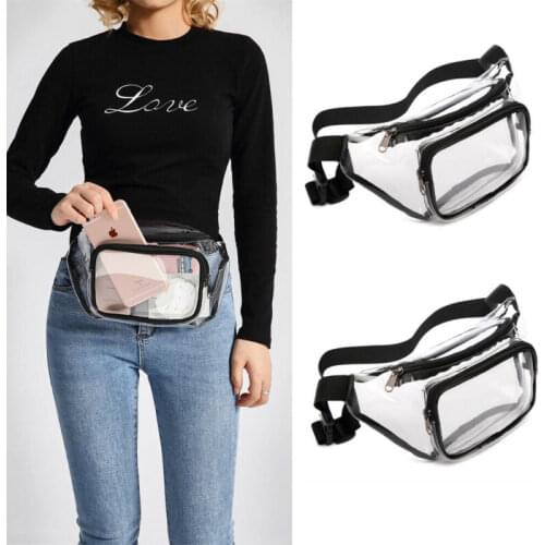 New Women Waist Fanny Pack Belt Bum Bag Waterproof PVC Transparent Clear Punk Holographic Laser Waist Pack Chest Pouch
