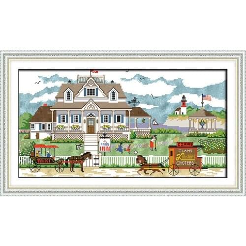 Joy Sunday landscape pattern happy home count cross stitch 11&14CT cross stitch kit wholesale handmade embroidery decoration