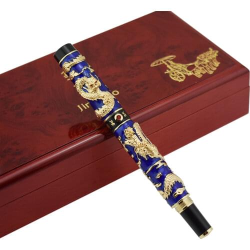 Handmade Jinhao Cloisonne Double Dragon Fountain Pen Iridium EF/F/M/Bent Nib Advanced Craft Writing Business Graduate Gift Pen